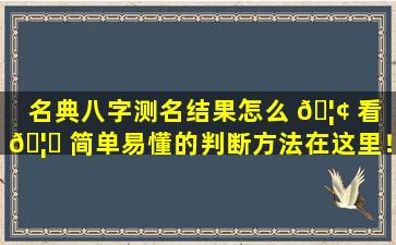 名典八字测名结果怎么 🦢 看 🦉 简单易懂的判断方法在这里！